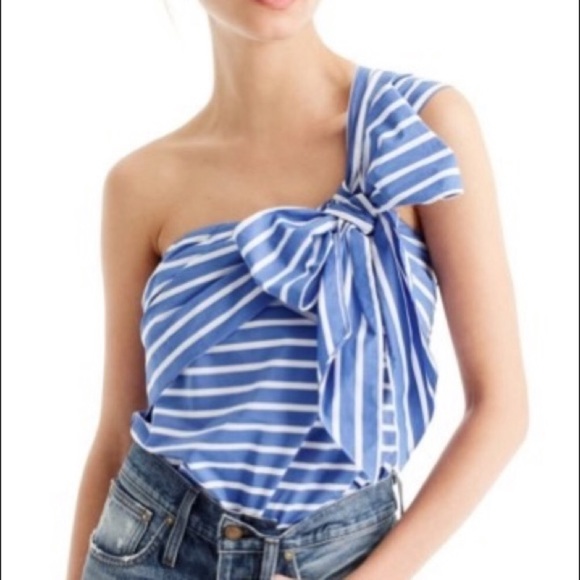 J. Crew Tops - J. Crew one shoulder bow striped top VEUC size 6